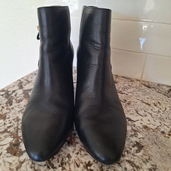 kate spade Holly Block Heel Black Leather  Ankle Booties size 9.5 M - Picture 1 of 7